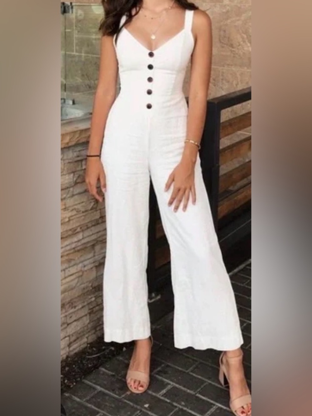 NWT Urban Outfitter’s  Women’s White Button-Front Jumpsuit Medium M